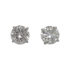 Diamond Stud Earrings 3.00 Carats I-J VS2 18 Karat White Gold