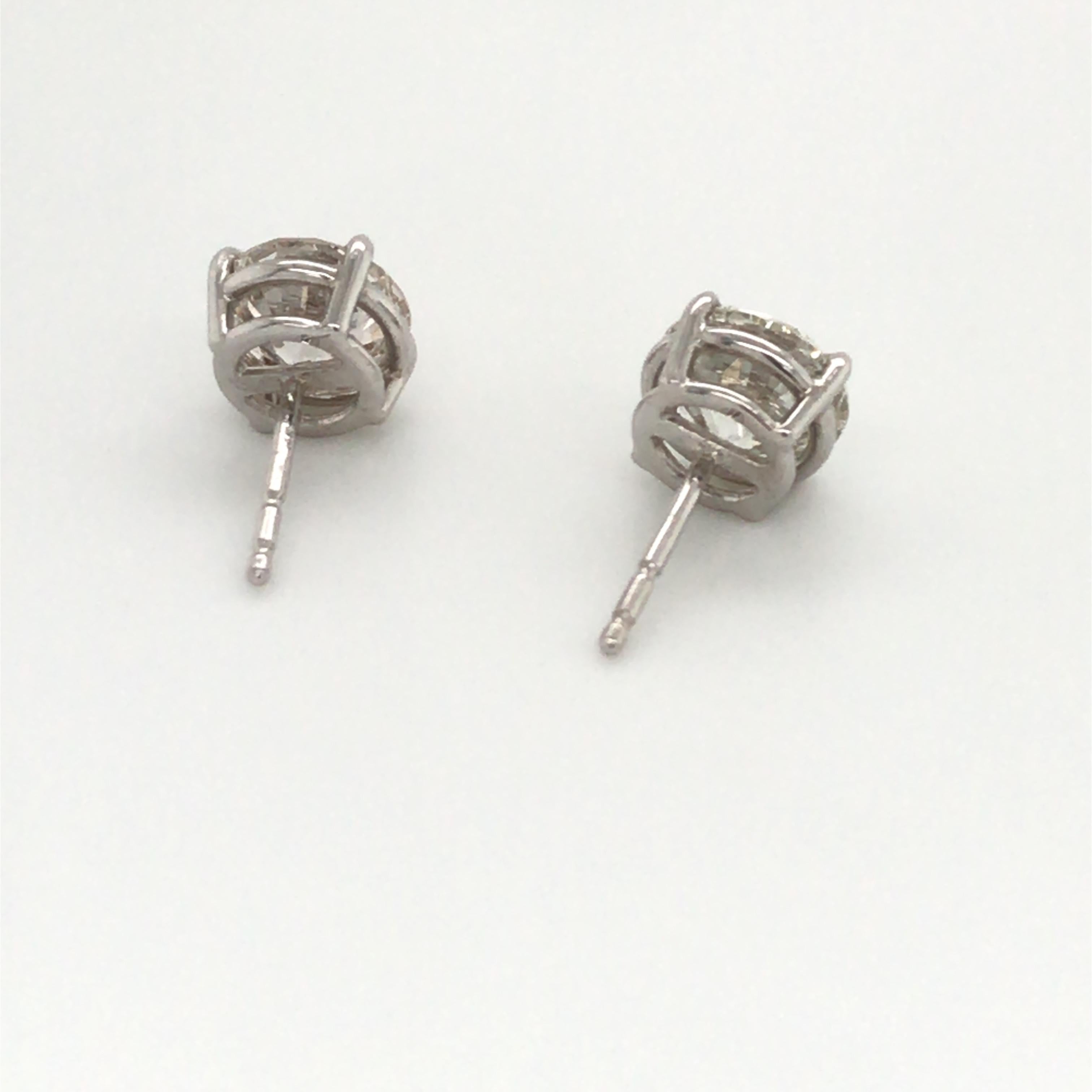 Contemporary Diamond Stud Earrings 3.00 Carat J VS2-SI1 14 Karat White Gold
