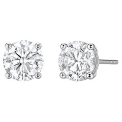 Diamond Stud Earrings 3.07 carats GIA Certified. Natural Diamonds. 14KWG