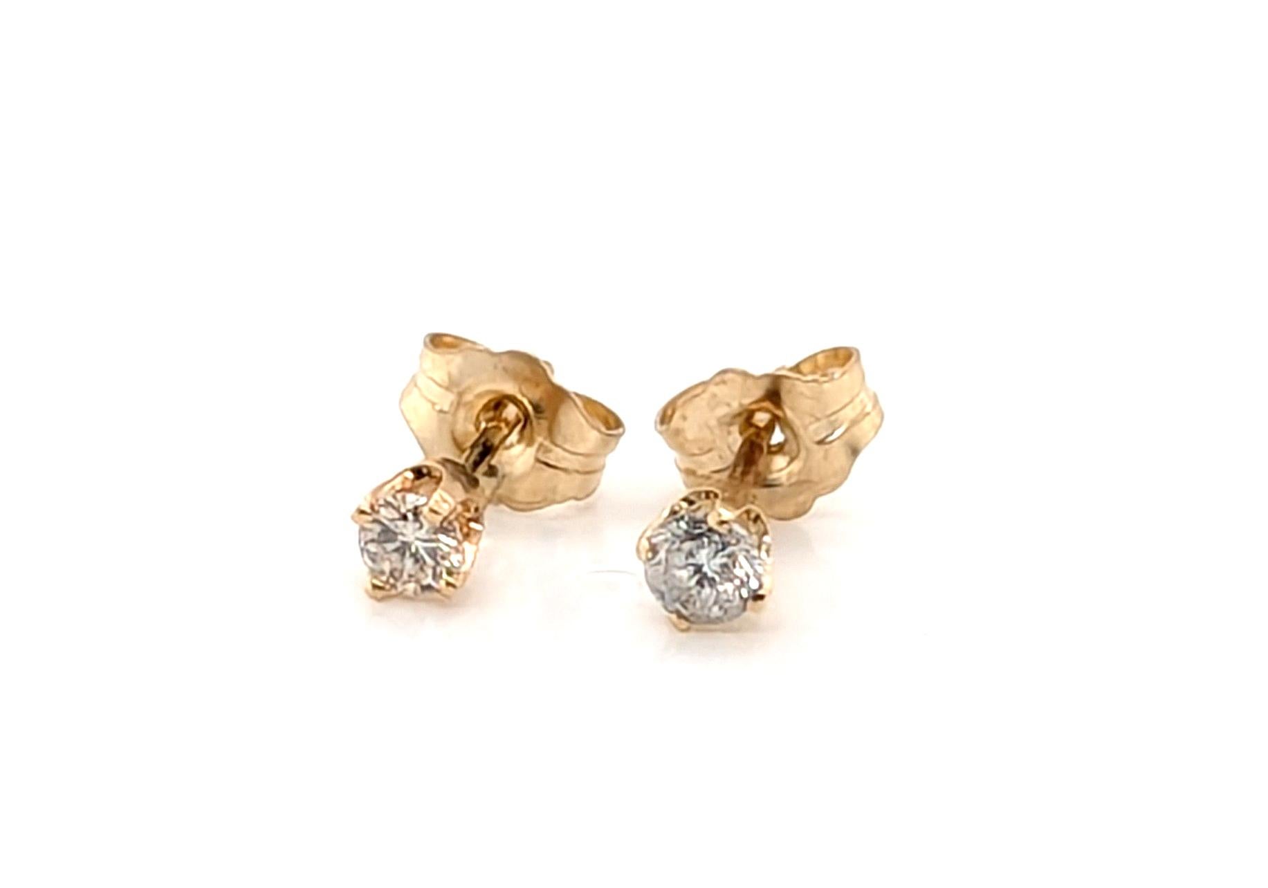 Boucles d'oreilles diamant .30ct Mined Round Brilliant 4 Prong 14K Yellow Gold
