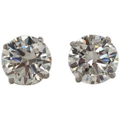 Diamond Stud Earrings 3.41 Carat H-I SI2-I1 18 Karat White Gold