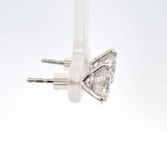 Diamond Stud Earrings 3.41 Carats H-I I1 18 Karat White Gold Champagne Setting