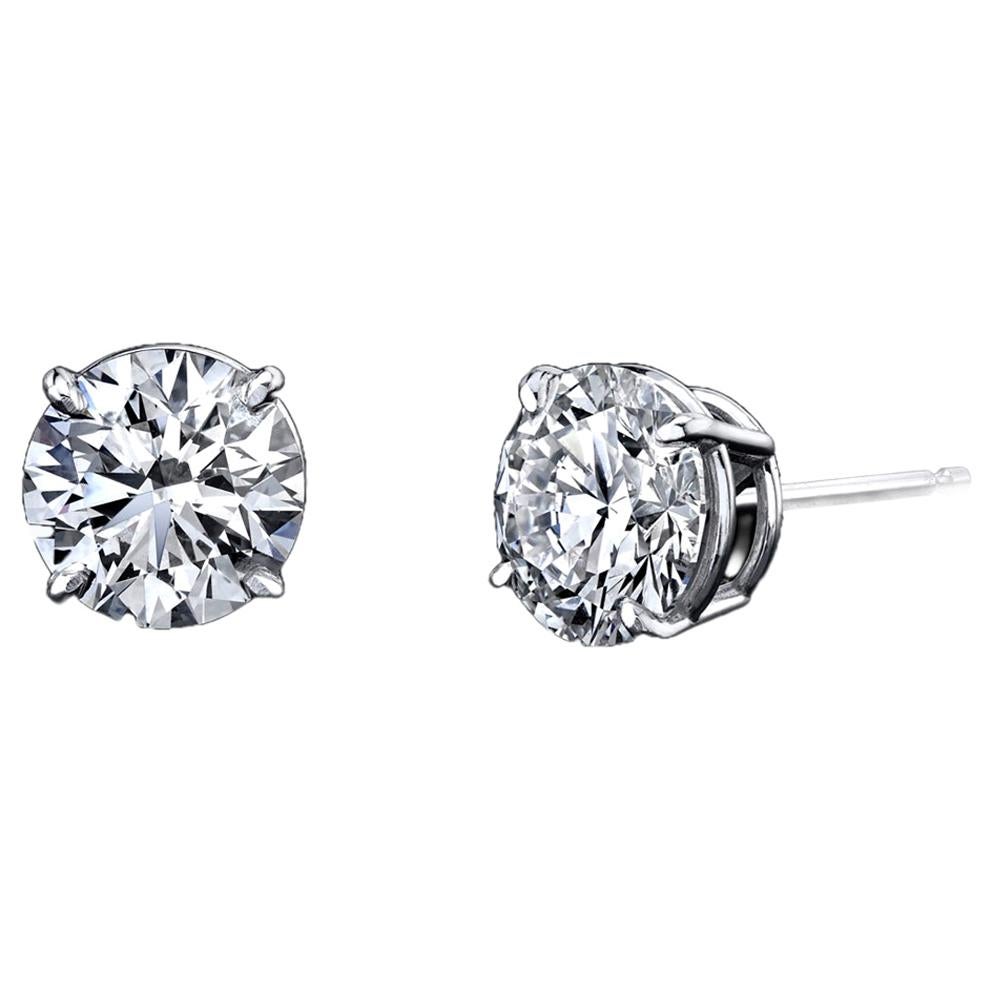 Diamond Stud Earrings 3.53 Carat with GIA Certificates Platinum 4-Prong