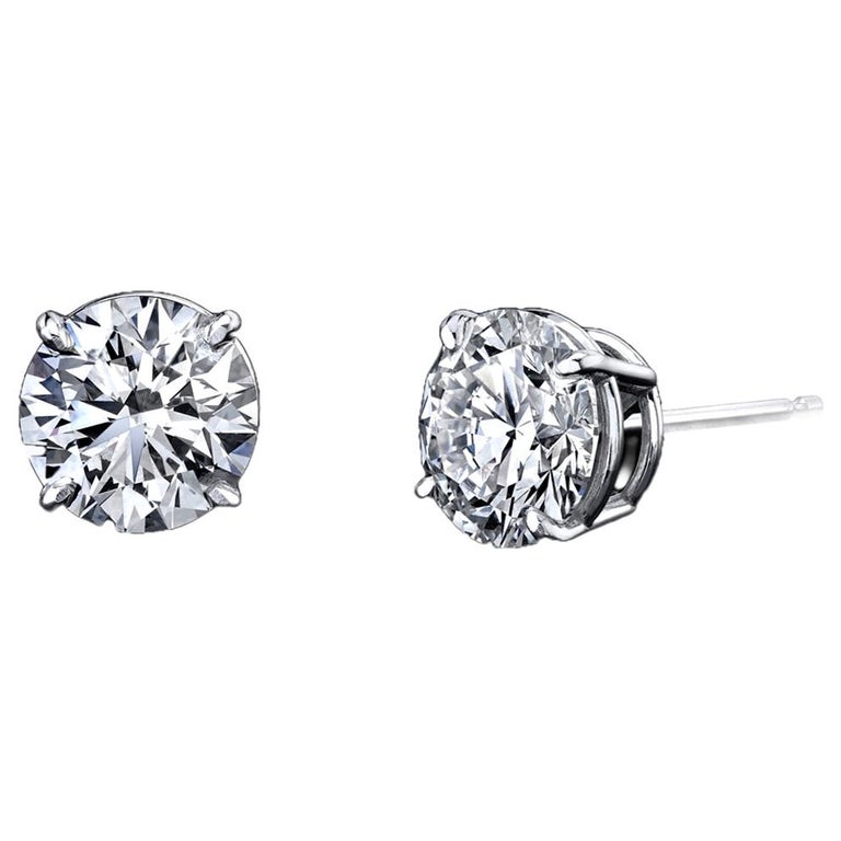 Diamond Stud Earrings 3.53 Carat with GIA Certificates Platinum 4-Prong ...