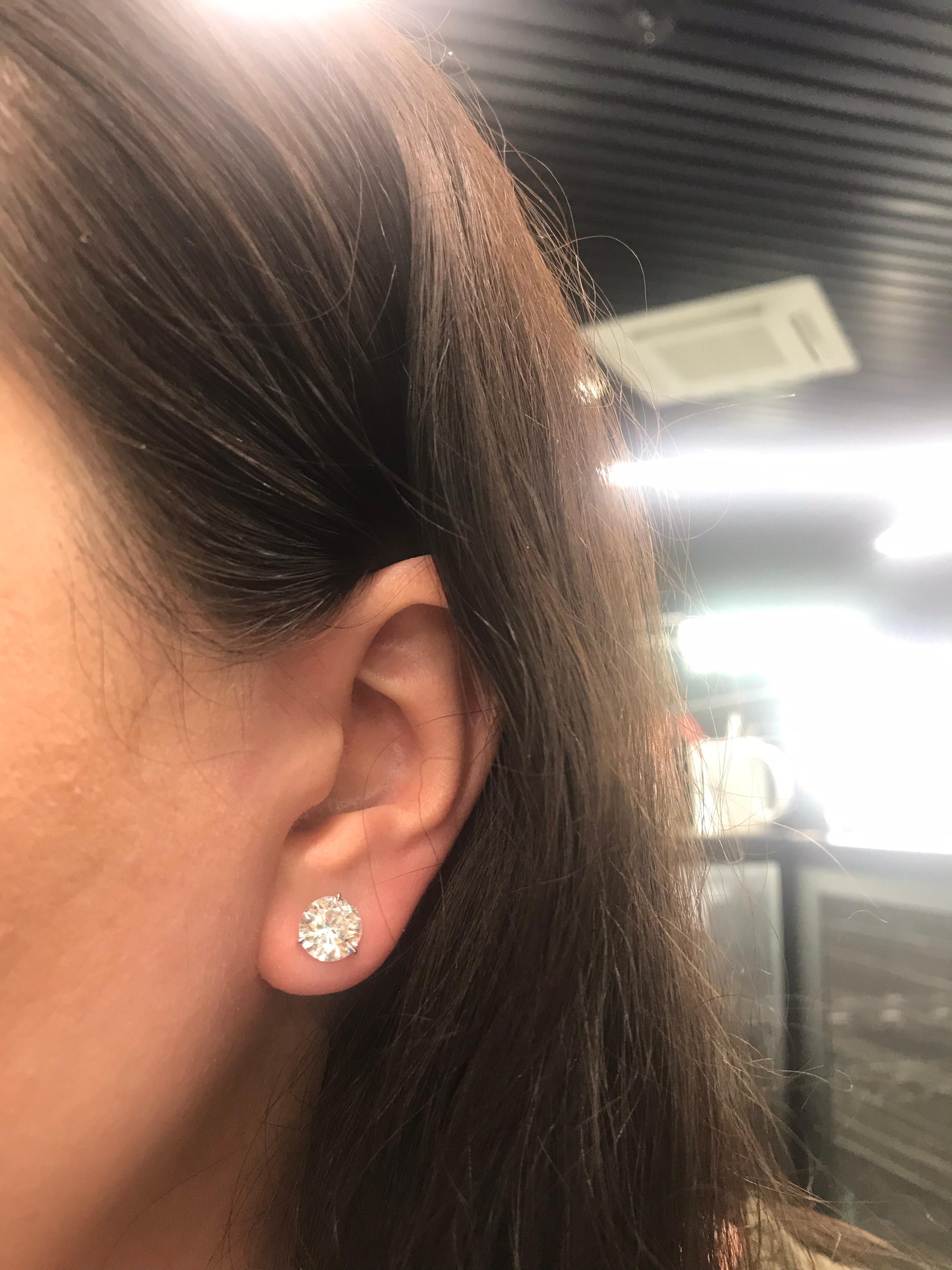 Diamond Stud Earrings 3.78 Carat J SI1-SI2 18 Karat White Gold 3