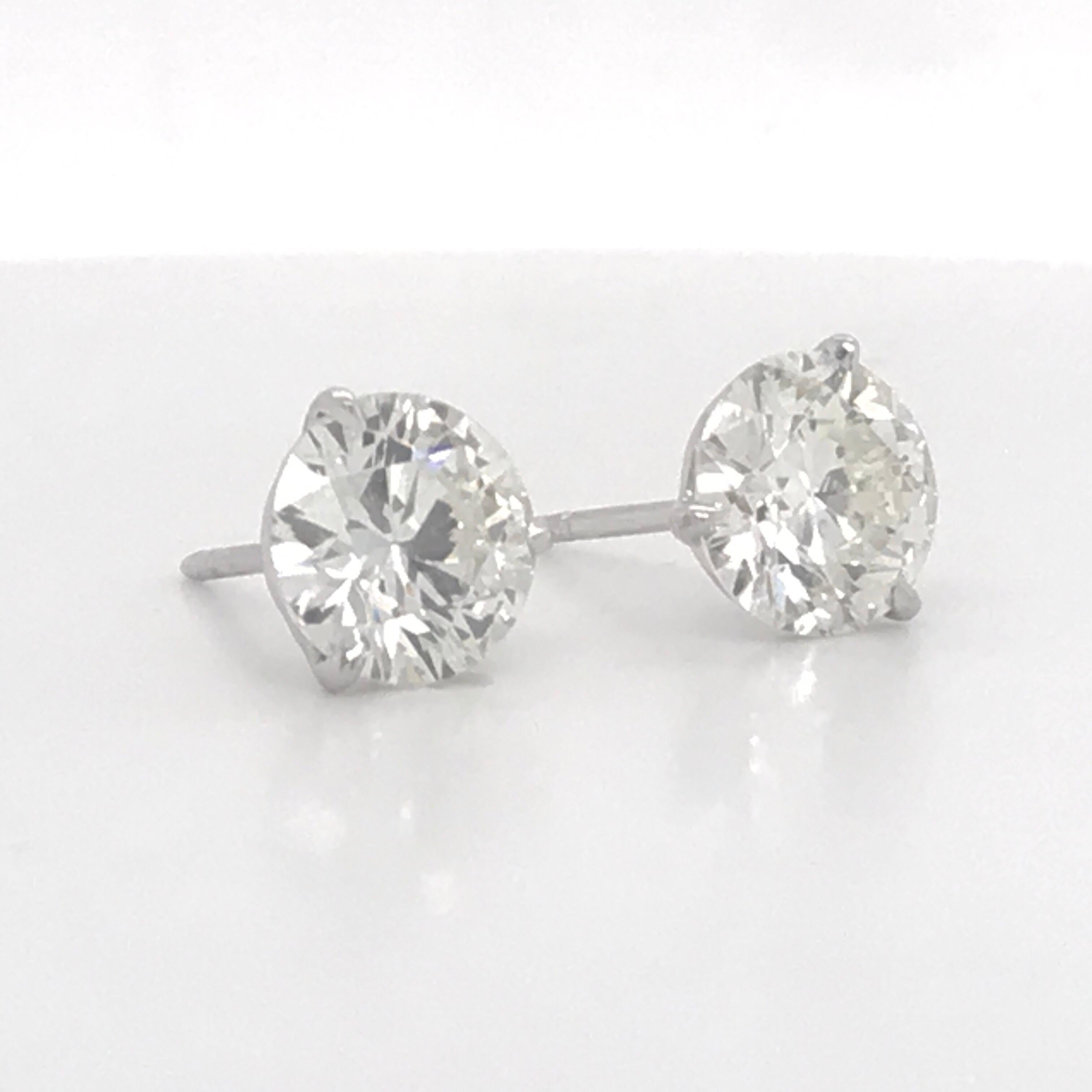 Contemporary Diamond Stud Earrings 3.78 Carat J SI1-SI2 18 Karat White Gold