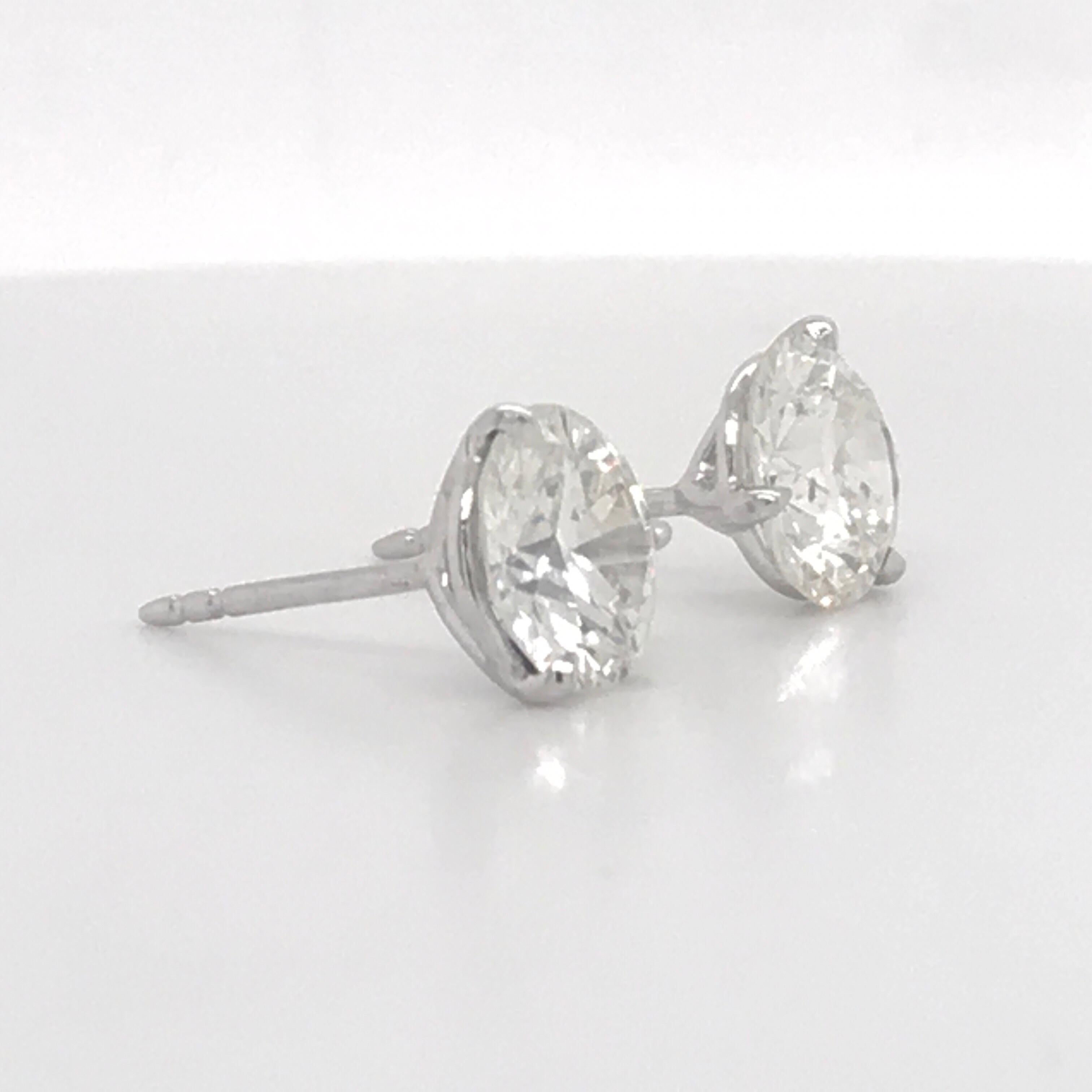 Diamond Stud Earrings 3.78 Carat J SI1-SI2 18 Karat White Gold In New Condition In New York, NY