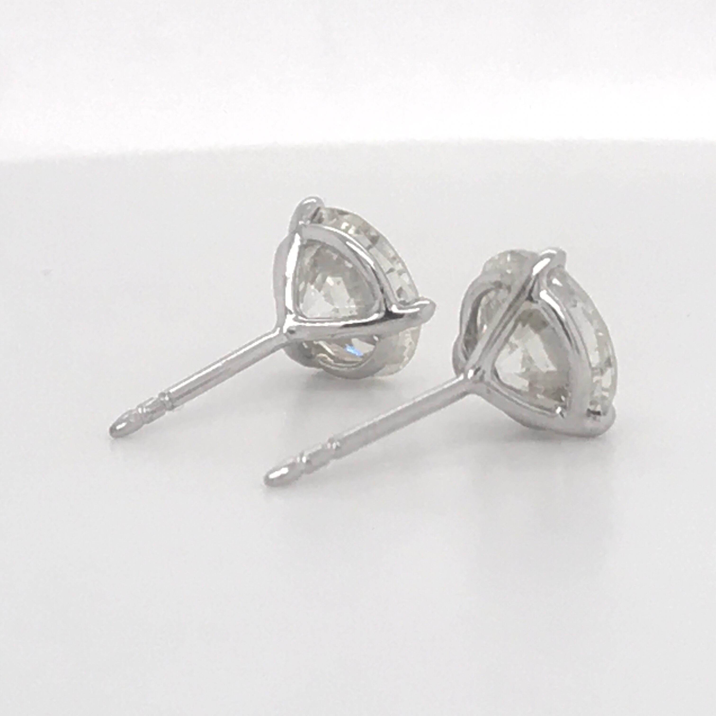 Diamond Stud Earrings 3.78 Carat J SI1-SI2 18 Karat White Gold 1