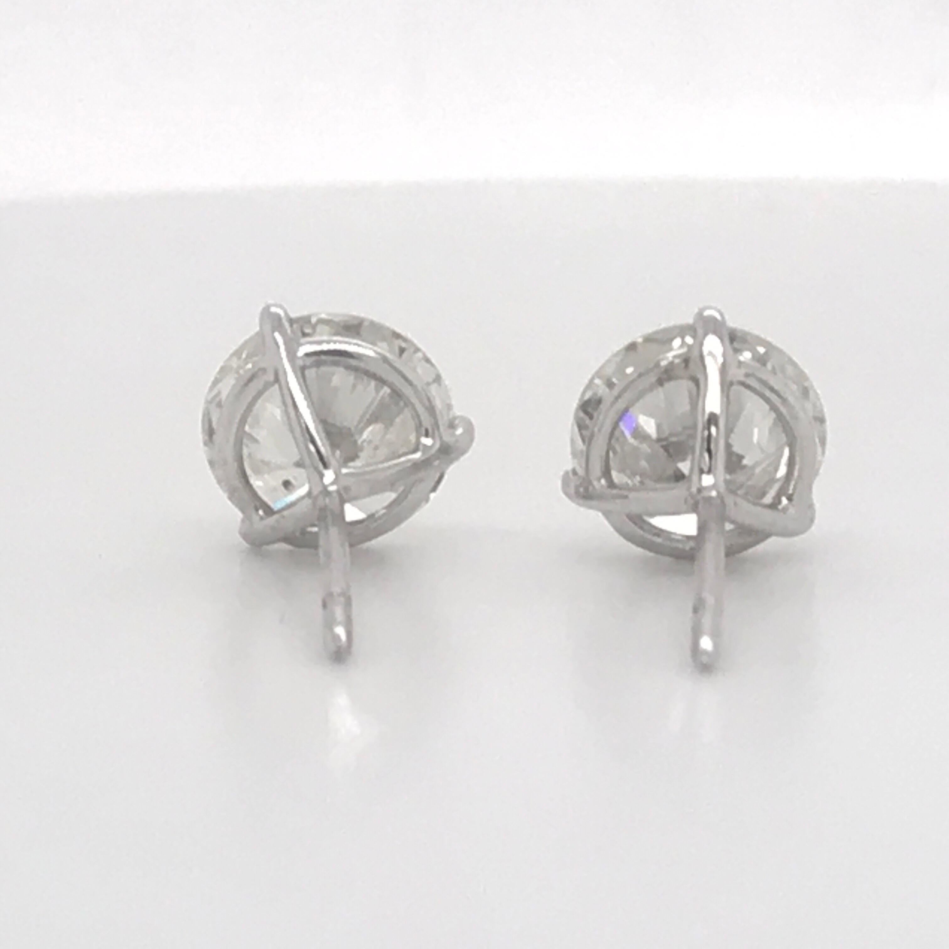 Diamond Stud Earrings 3.78 Carat J SI1-SI2 18 Karat White Gold 2
