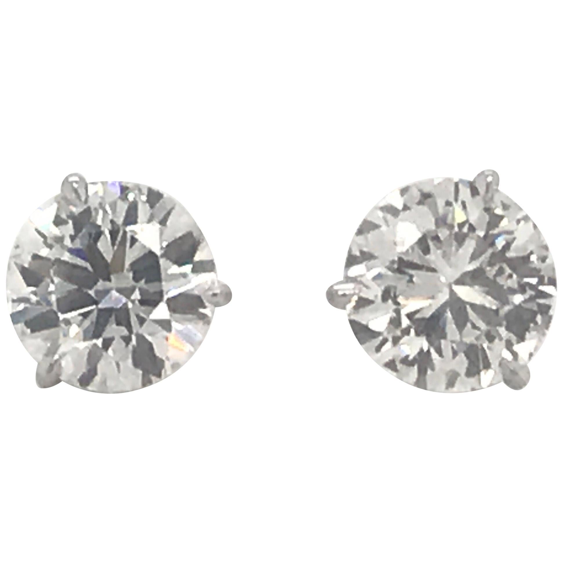 Diamond Stud Earrings 3.78 Carat J SI1-SI2 18 Karat White Gold
