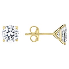 Diamond Stud Earrings - 4 Prong Push Back Martini Setting