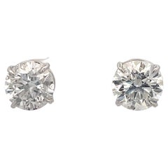 Clous d'oreilles panier en or blanc 14 carats serti de diamants 4,01 carats G-H I1