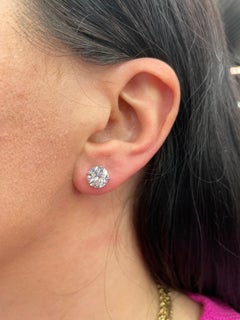 Diamond Stud Earrings 4.02 Carats K SI3-I1 18 Karat White Gold Champagne Setting