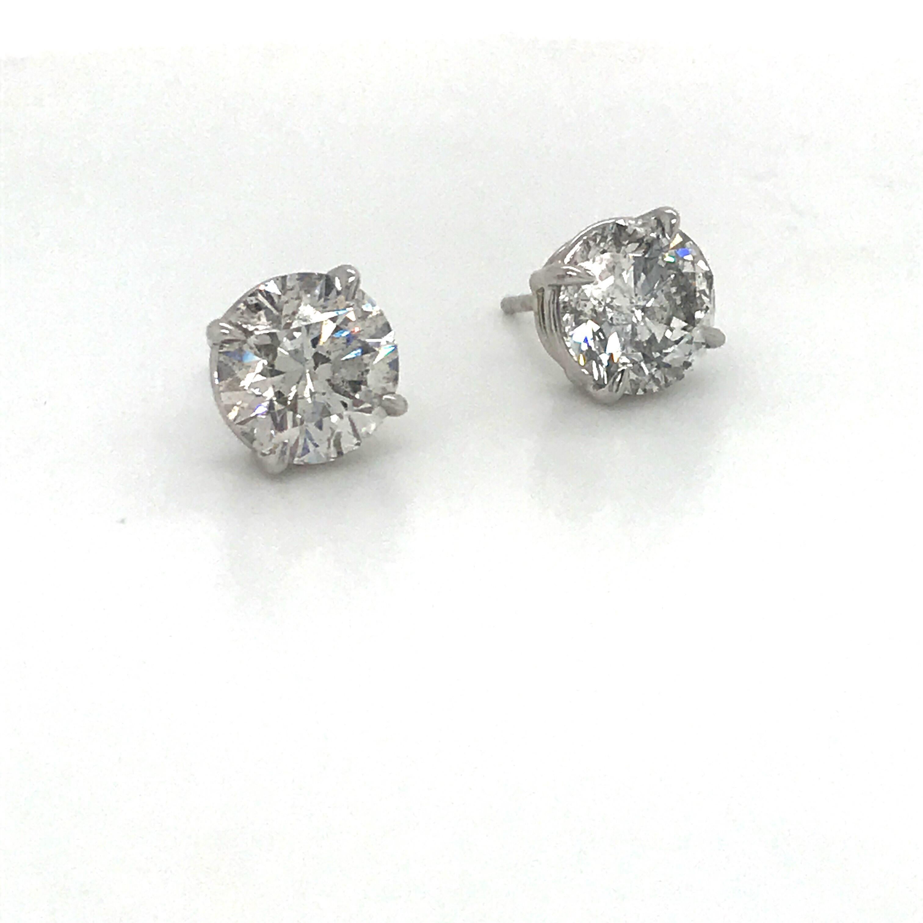 Contemporary Diamond Stud Earrings 4.02 J-K SI3-I1