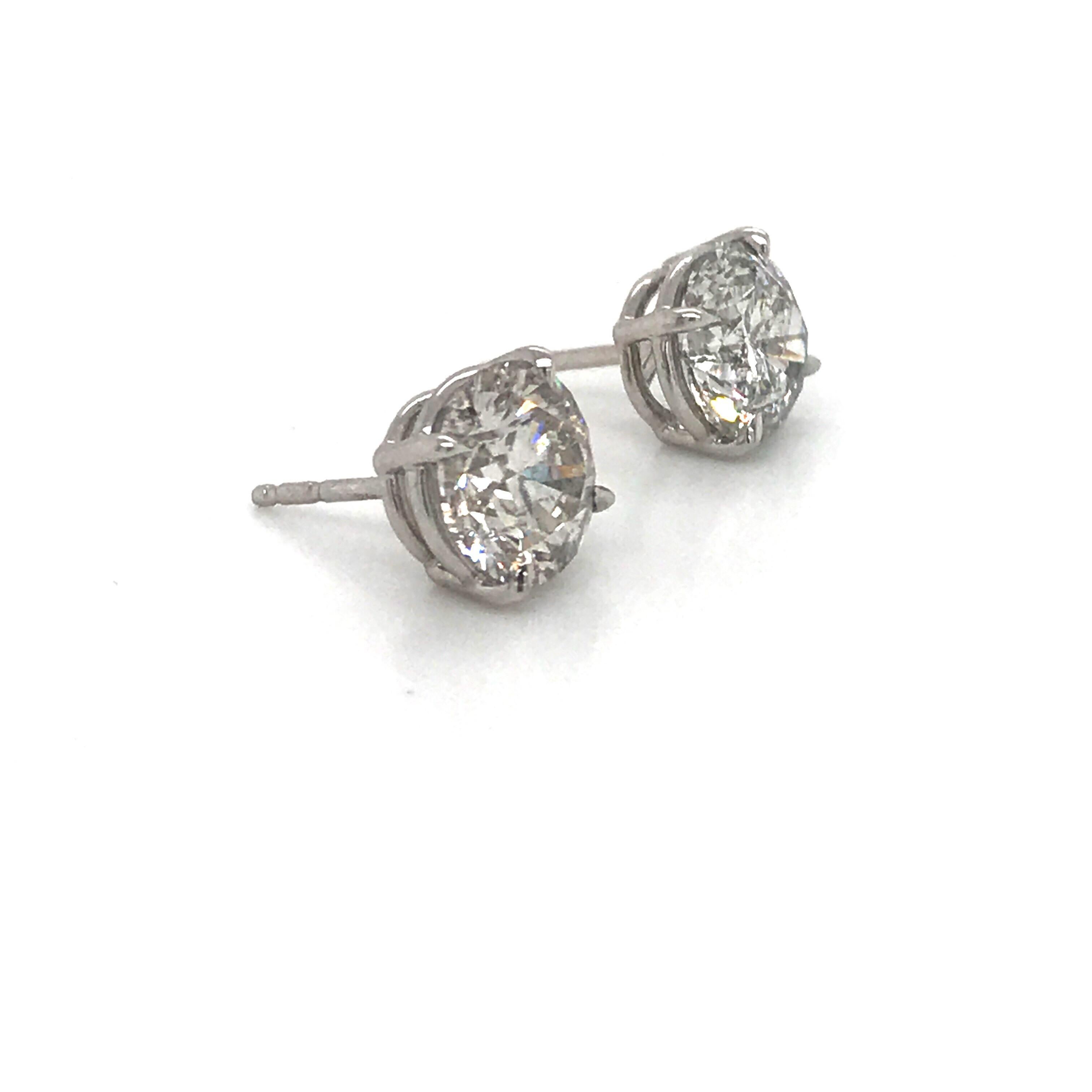 Diamond Stud Earrings 4.02 J-K SI3-I1 In New Condition In New York, NY