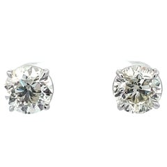 Diamond Stud Earrings 4.04 Carats J-K I1 14 Karat White Gold 