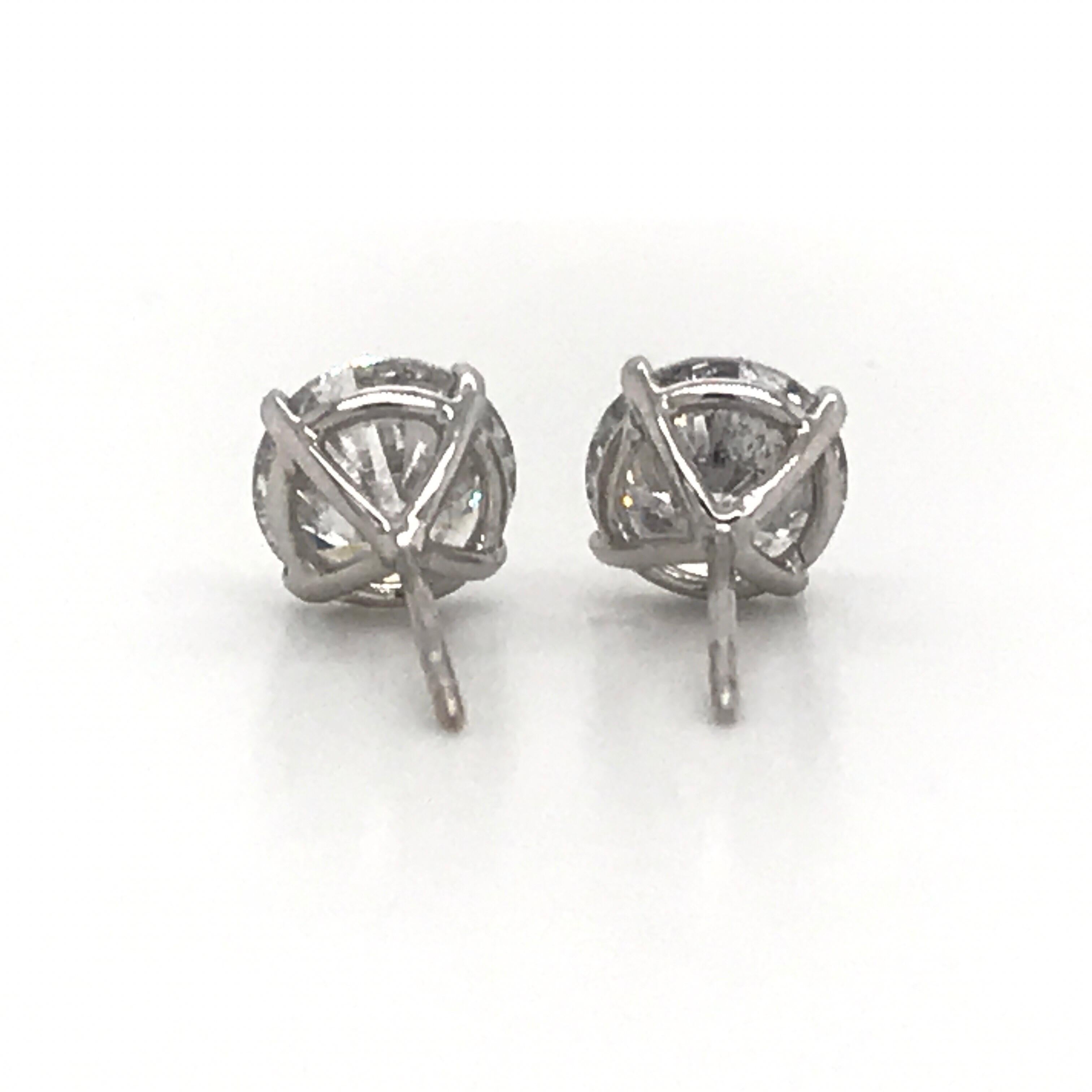 Diamond Stud Earrings 4.07 Carat I I1 18 Karat White Gold 1