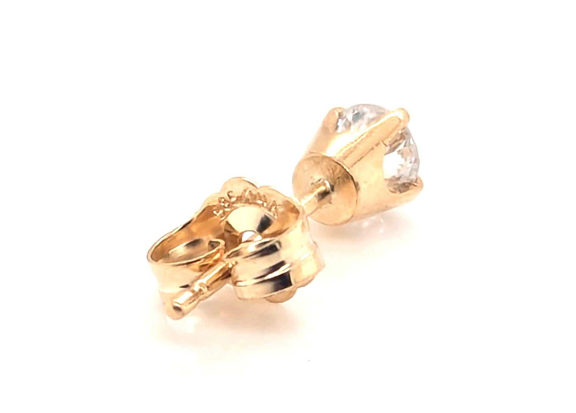 Women's or Men's Diamond Stud Earrings .40ct Mined F VS RBC 4 Prong 14K Yellow Gold For Sale