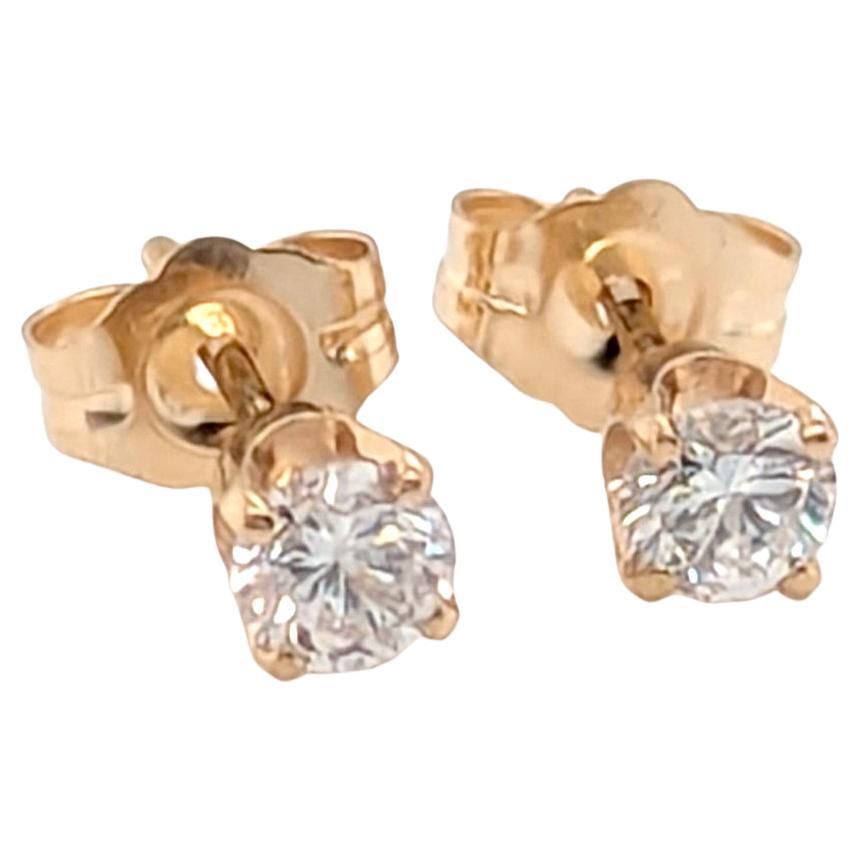 Diamond Stud Earrings .40ct Mined F VS RBC 4 Prong 14K Yellow Gold