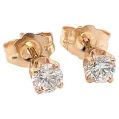 Diamond Stud Earrings .40ct Mined F VS RBC 4 Prong 14K Yellow Gold