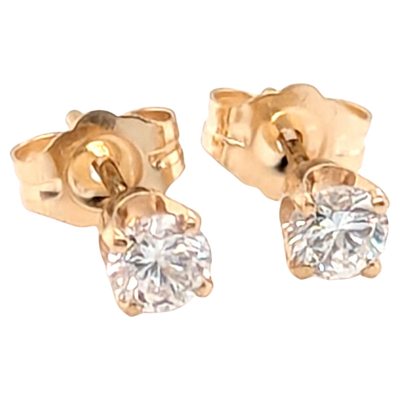 Diamond Stud Earrings .40ct Mined F VS RBC 4 Prong 14K Yellow Gold