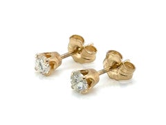 Diamond Stud Earrings .40ct Mined G-H VS2 RBC 4 Prong 14K Yellow Gold