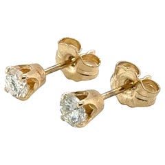 Diamond Stud Earrings .40ct Mined G-H VS2 RBC 4 Prong 14K Yellow Gold