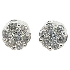 Boucles d'oreilles diamant .40ct or blanc F-H Cluster