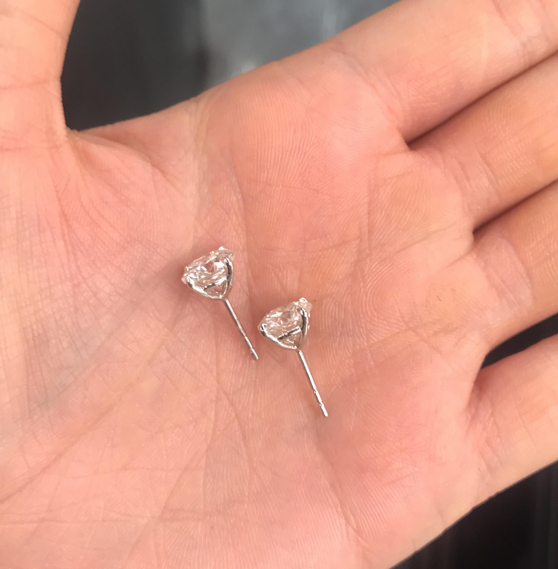 Round Cut Diamond Stud Earrings 4.19 Carat I-J