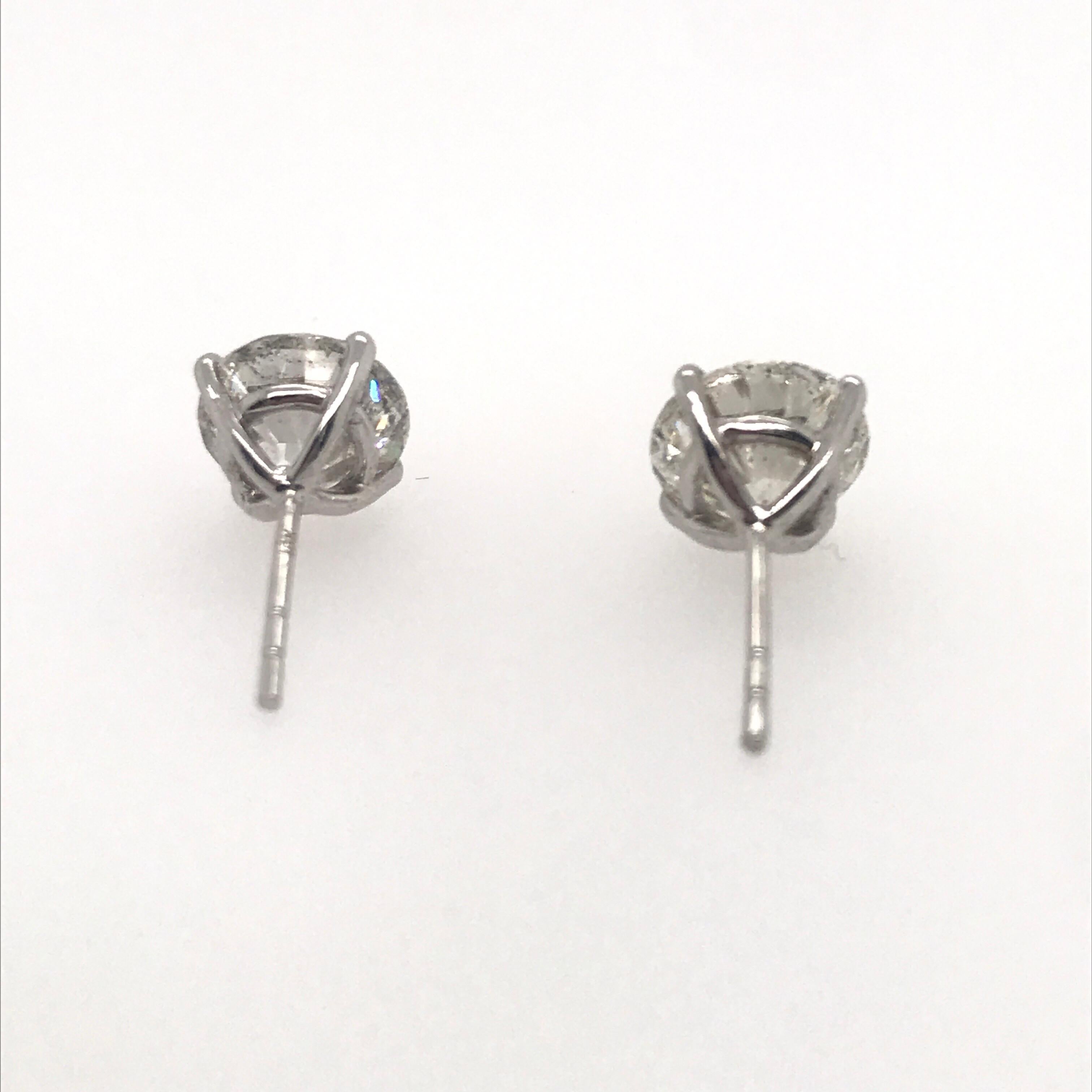 Women's or Men's Diamond Stud Earrings 4.62 Carat I-J SI3-I1