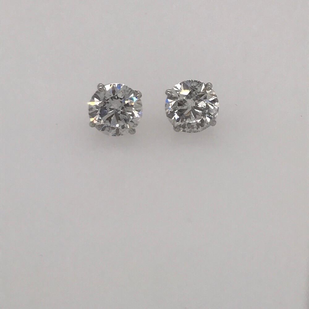 Contemporary Diamond Stud Earrings 4.63 Carat F-G I1