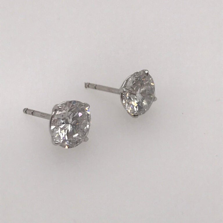 Round Cut Diamond Stud Earrings 4.63 Carat F-G I1 For Sale