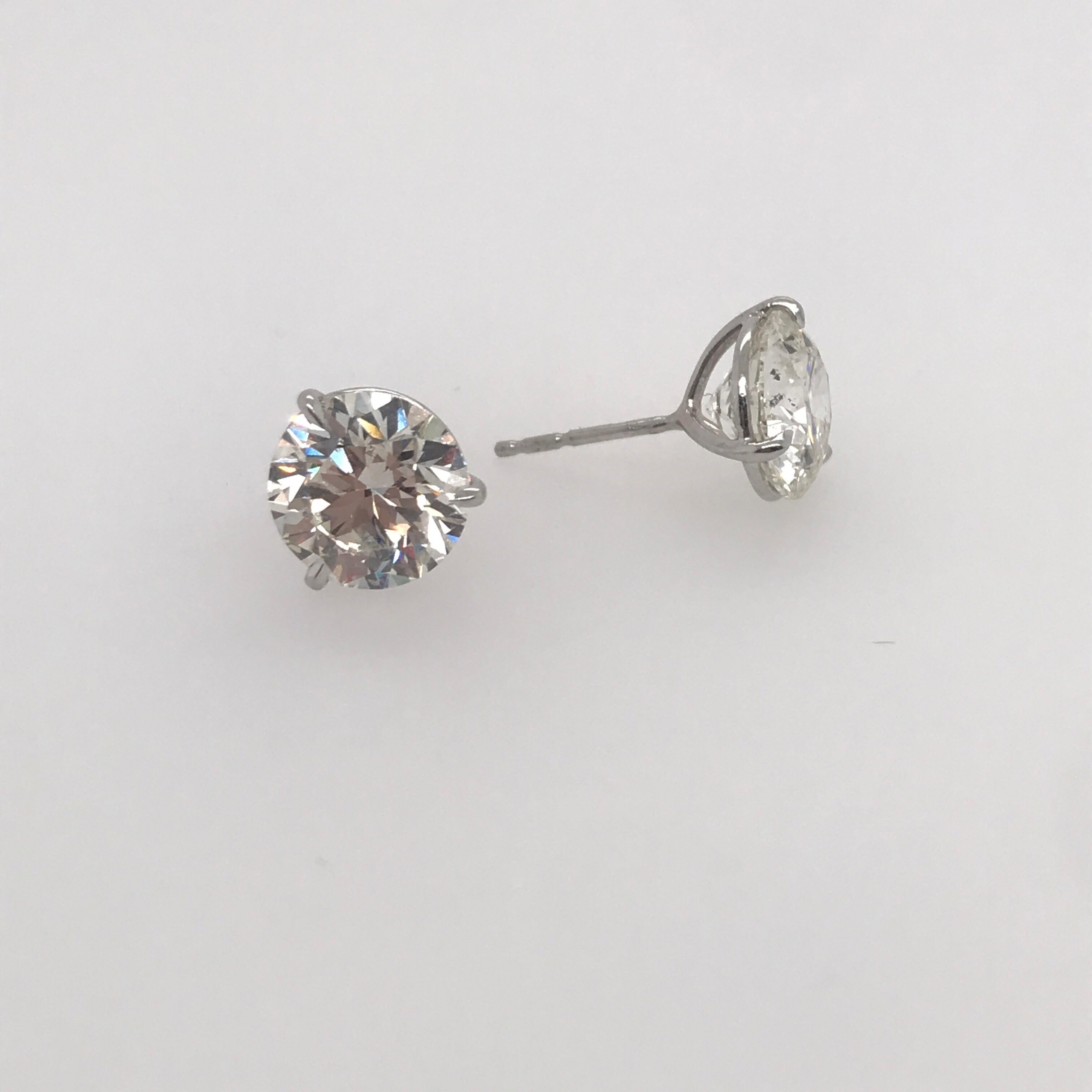 Diamond Stud Earrings 4.81 Carat I-J I1 In New Condition In New York, NY