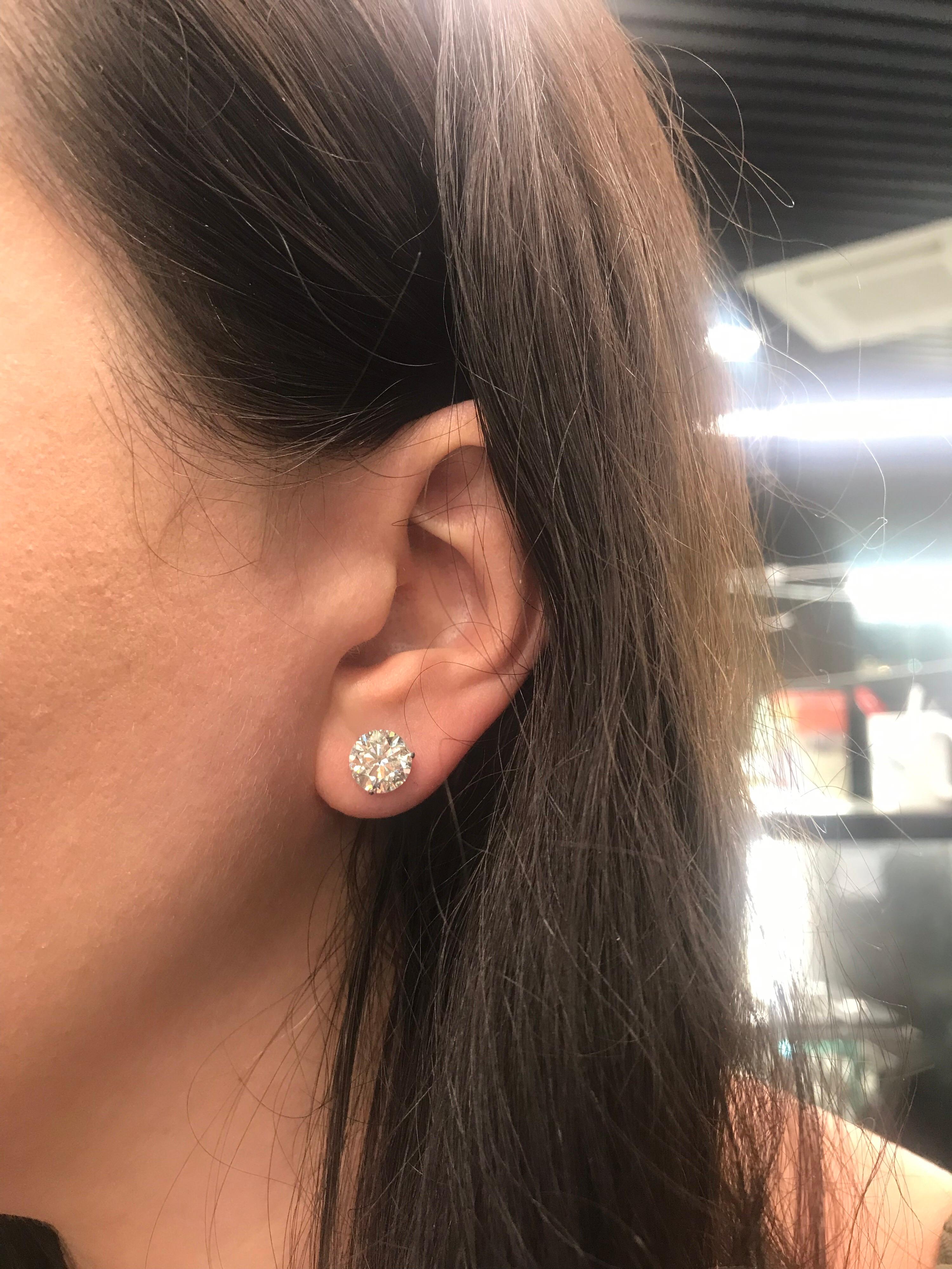 Diamond Stud Earrings 4.87 Carat I-J I1 14 Karat White Gold 3