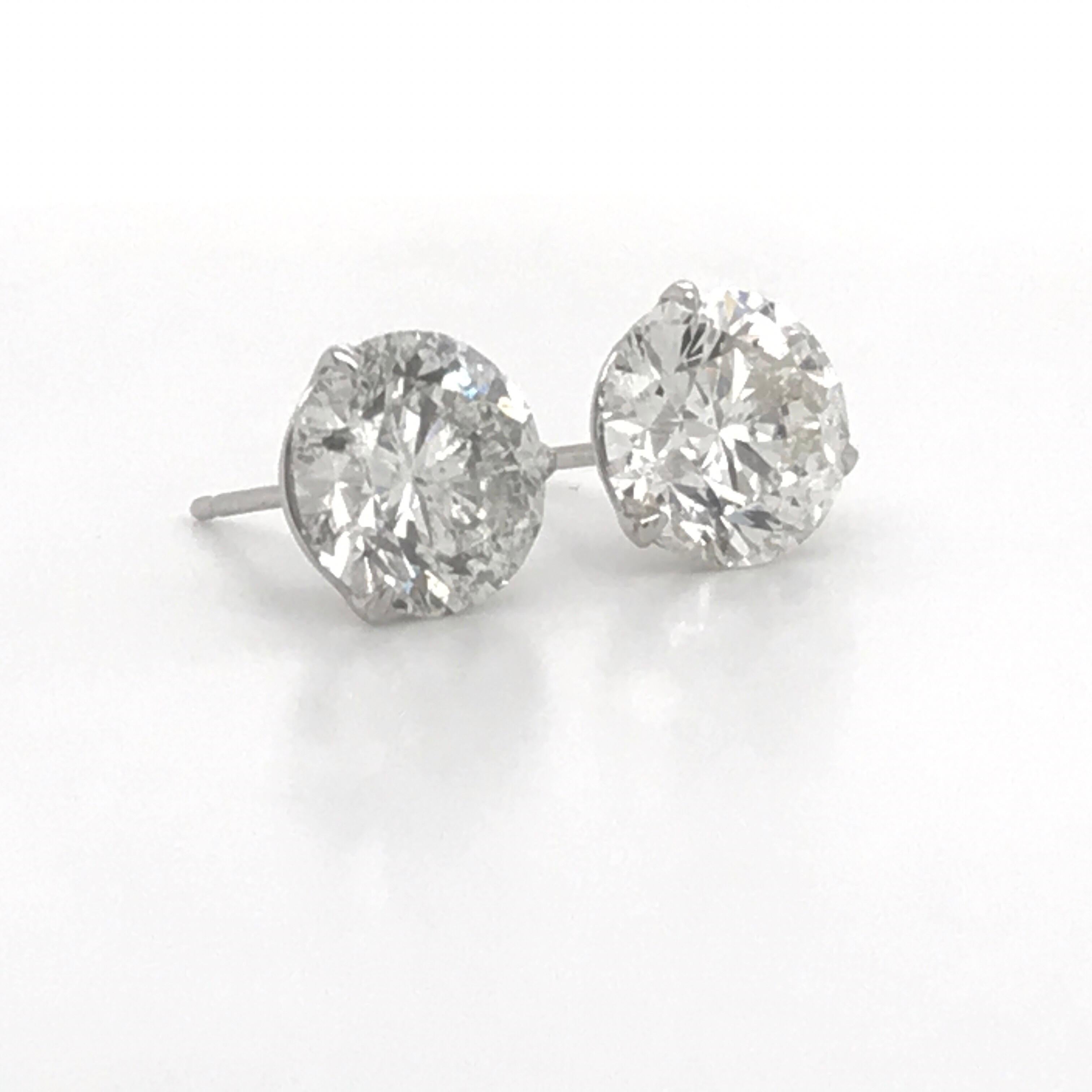 Round Cut Diamond Stud Earrings 4.87 Carat I-J I1 14 Karat White Gold