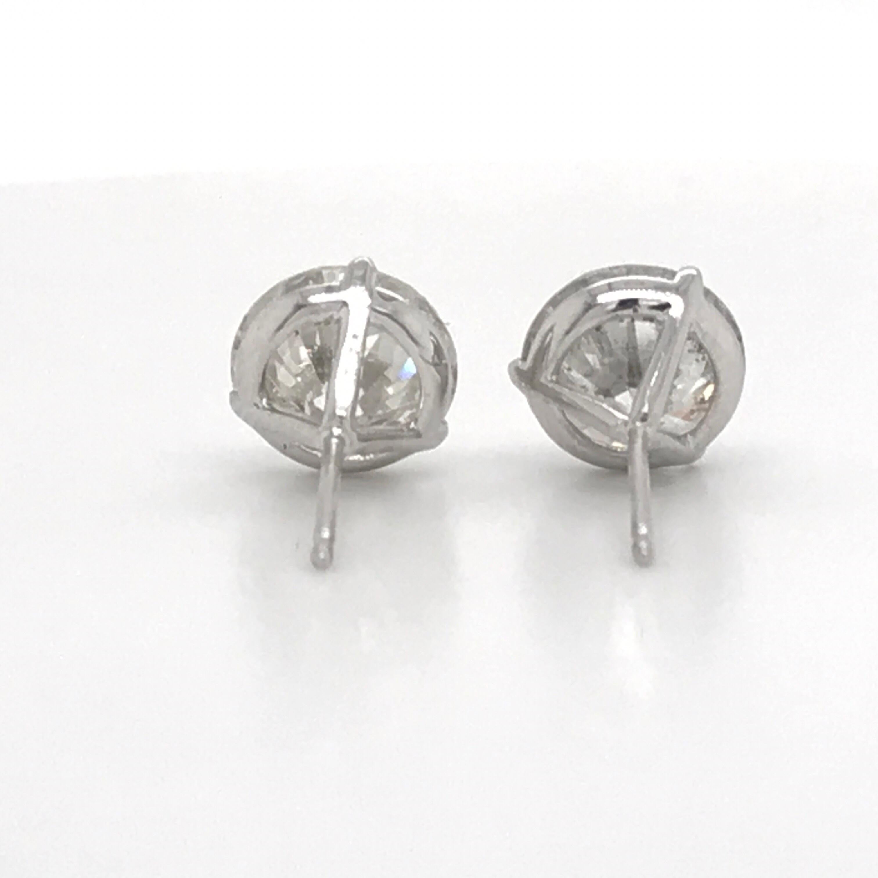 Diamond Stud Earrings 4.87 Carat I-J I1 14 Karat White Gold 1