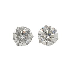 Diamond Stud Earrings 4.87 Carat I-J I1 14 Karat White Gold