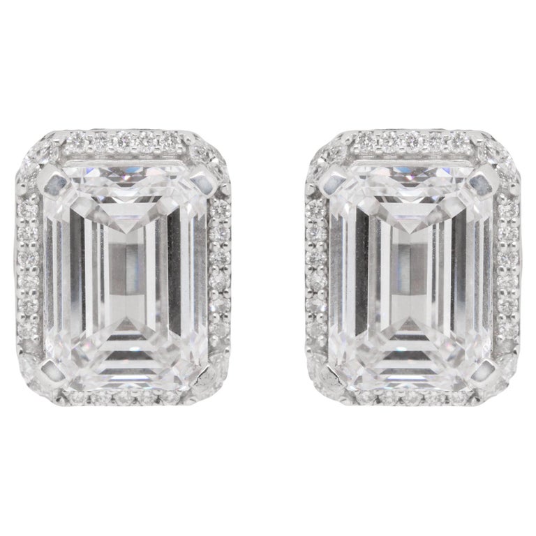 Diamond Stud Earrings 5 Carat Each 18k Gold For Sale at 1stDibs