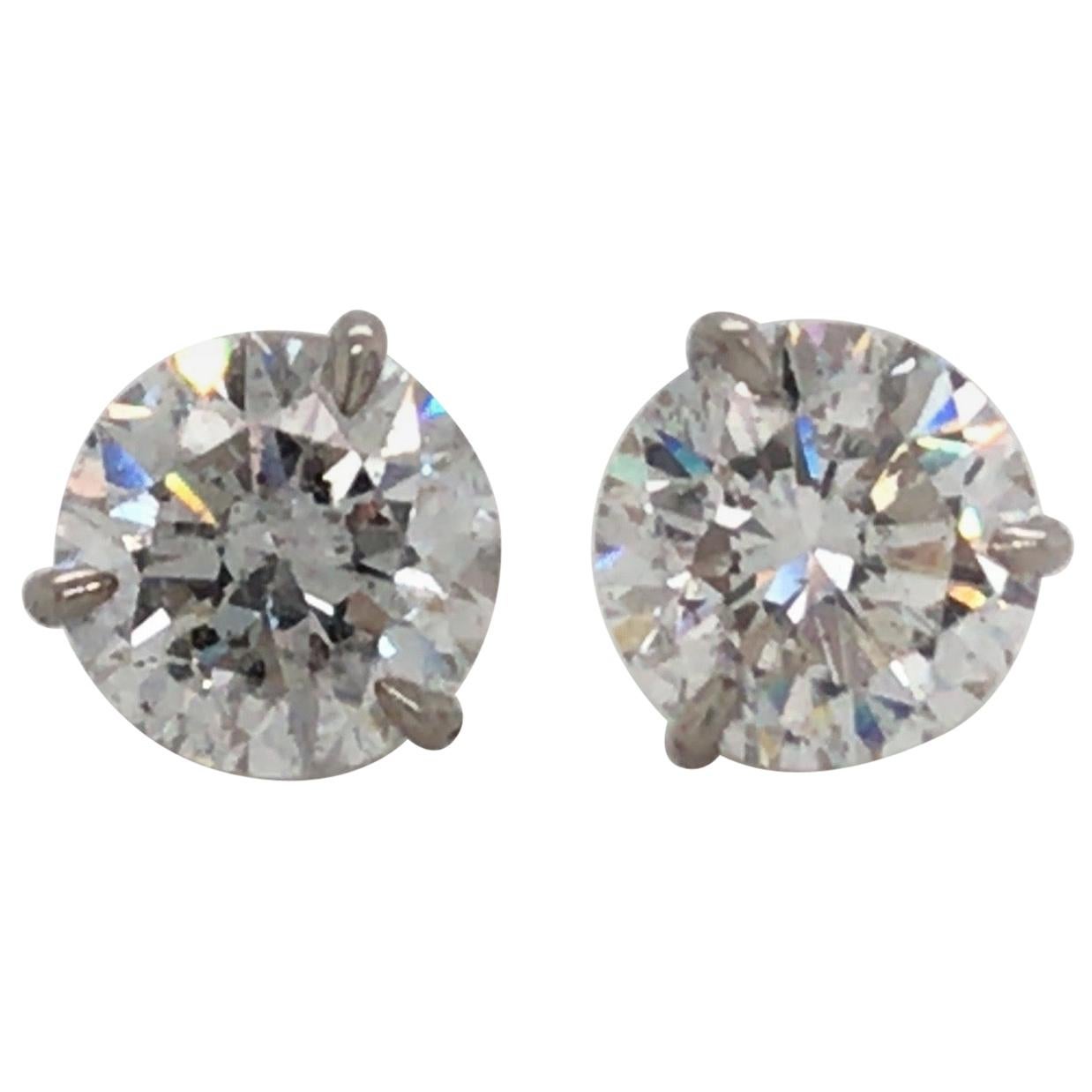 Diamond Stud Earrings 5.04 Carat F I1 18 Karat White Gold