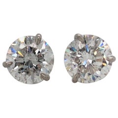 Diamond Stud Earrings 5.04 Carat F I1 18 Karat White Gold