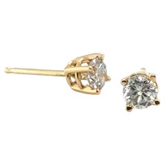 Boucles d'oreilles diamant .50ct Mined F-G RBC 4 Prong 14K Yellow Gold