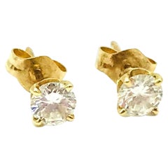 Diamond Stud Earrings 60 Carat VS2-G, 14 Karat Yellow Gold