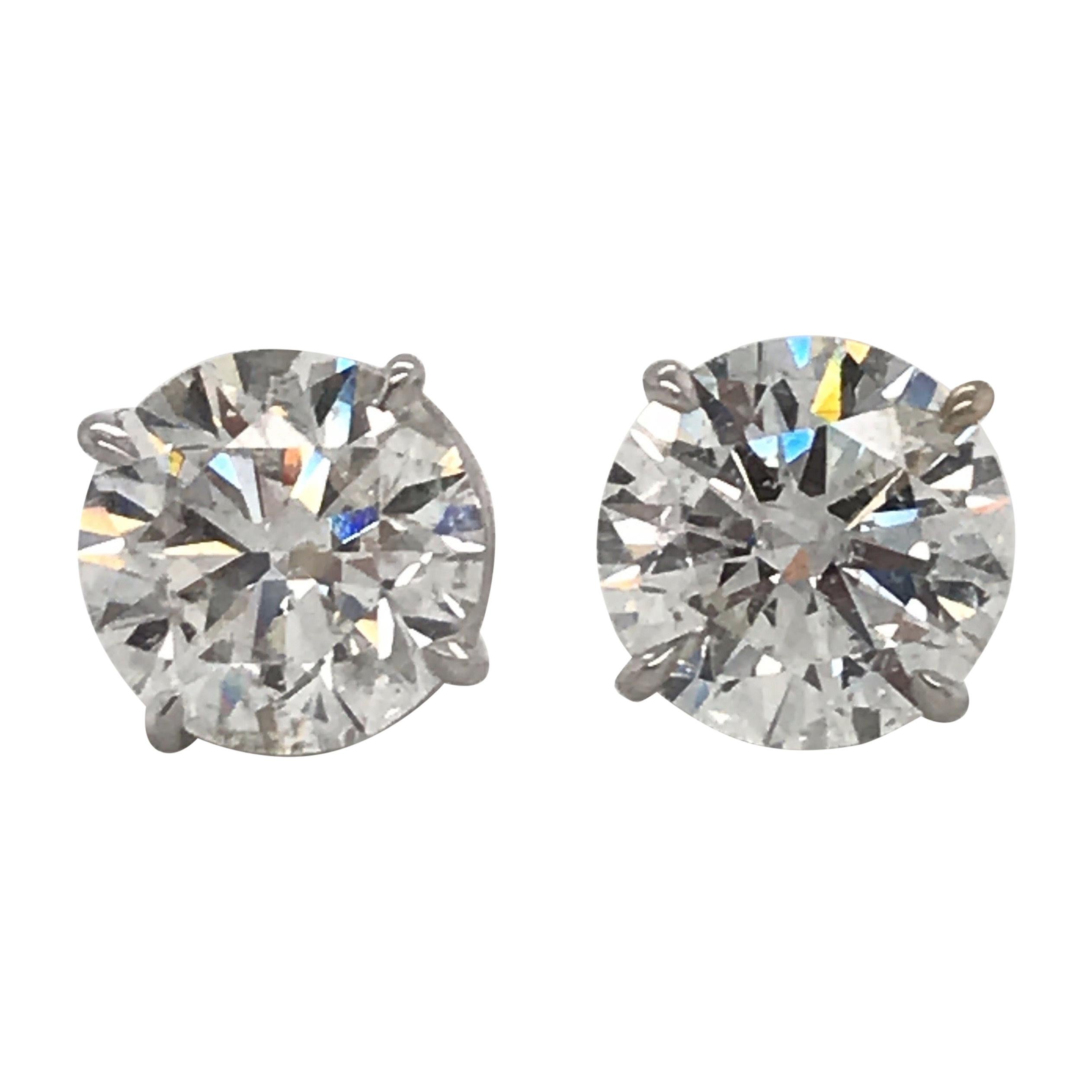 GIA CERTIFIED Diamond Stud Earrings 6.12 Carat H-I I1 14 Karat White Gold