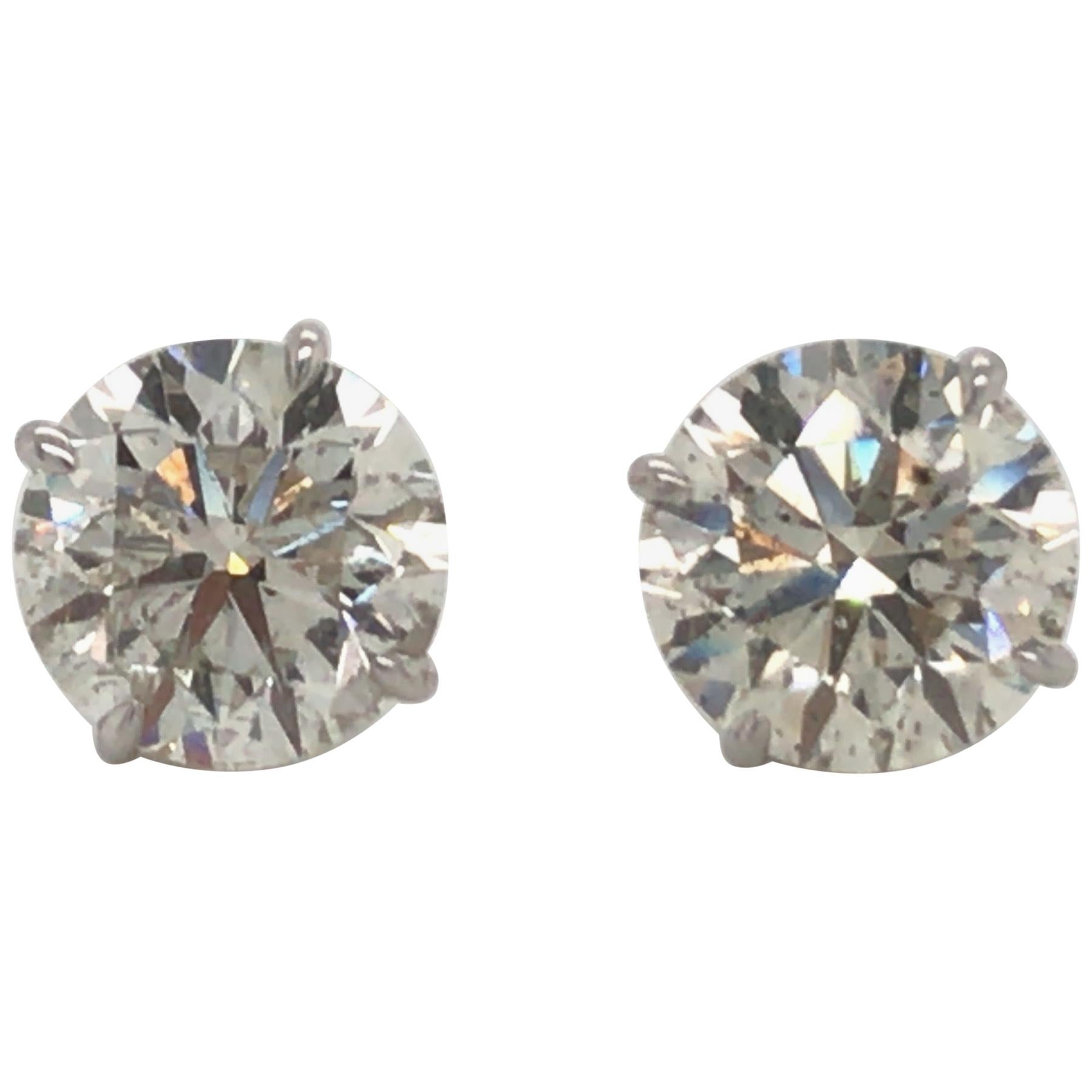 Diamond Stud Earrings 6.23 Carat I-J SI3-I1 18 Karat White Gold