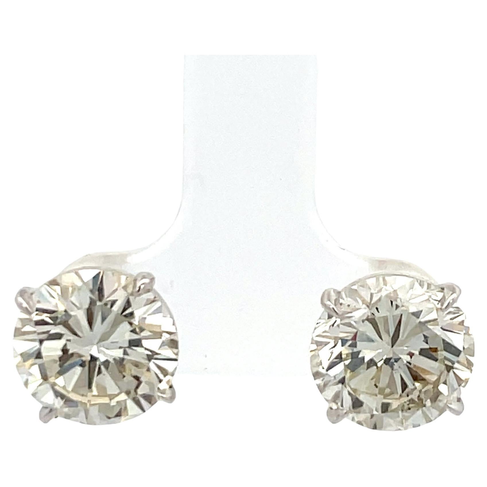 Diamond Stud Earrings 7.00 Carats J-K SI1 18 Karat White Gold Martini Setting For Sale