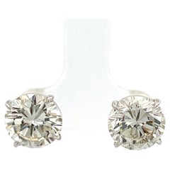 Diamond Stud Earrings 7.00 Carats J-K SI1 18 Karat White Gold Martini Setting
