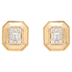 Diamond Stud Earrings .80 Carats Total 14k Yellow Gold