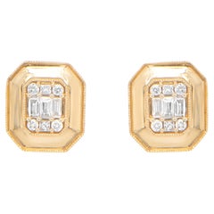 Boucles d'oreilles diamant .80 Carats Total Or Jaune 14k