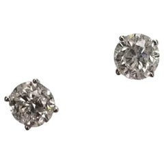 Diamond Stud Earrings, Containing 2 Brilliant Cut Diamonds 2.02 Carats