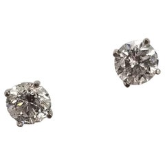 Diamond Stud Earrings, Containing 2 Brilliant Cut Diamonds 2.03 Carats
